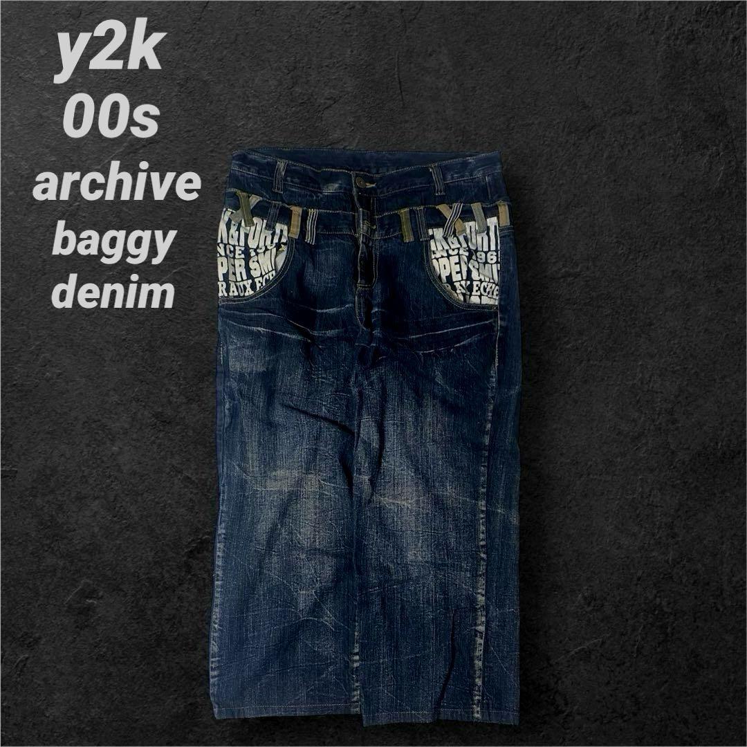 00s 平成 y2k ギャル グランジ バギーデニム 腰パン ワイドデニム