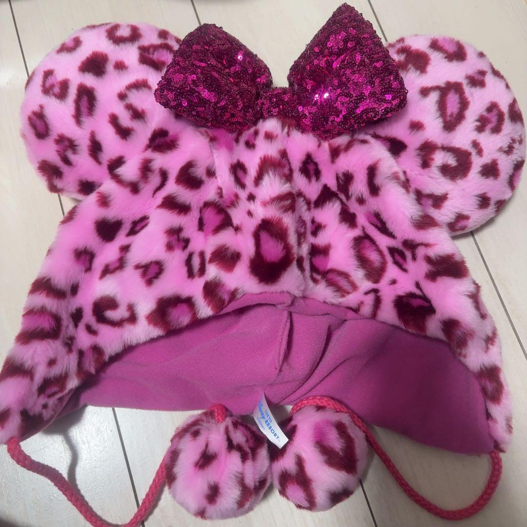 ディズニー ランド ミニー ヒョウ柄 ファンキャップ ピンク レオパード