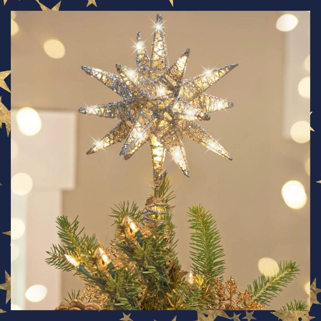 ツリートップ クリスマスツリー 星 トップ トップスター LED 点滅 電池