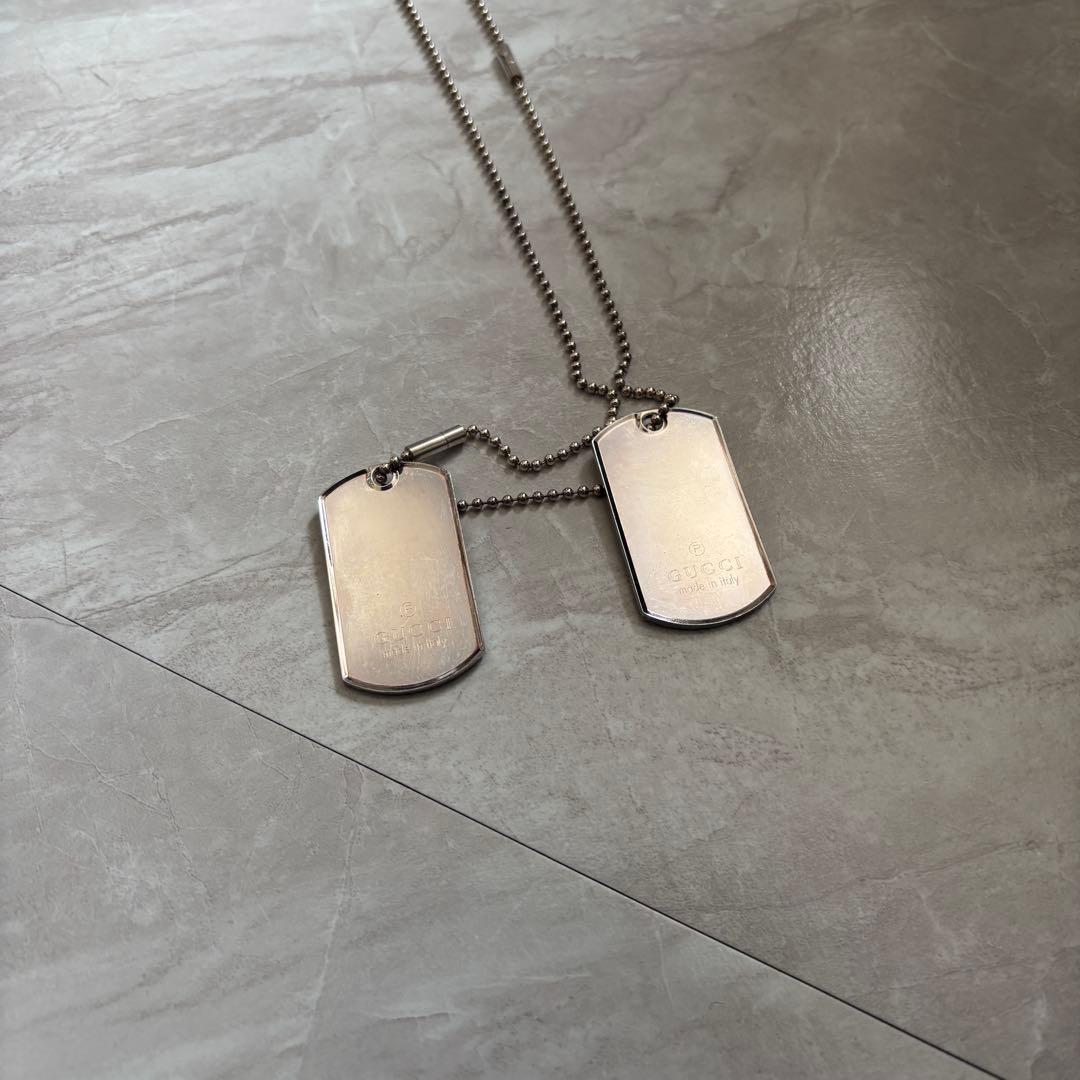 木村拓哉着用 GUCCI ドッグタグ ダブルプレートネックレス シルバー925