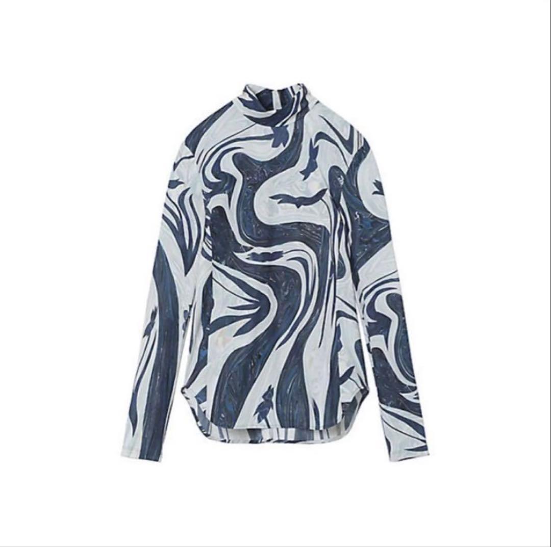 mame kurogouchi ハイネックマーブルトップス ブルー サイズ2 - メルカリ