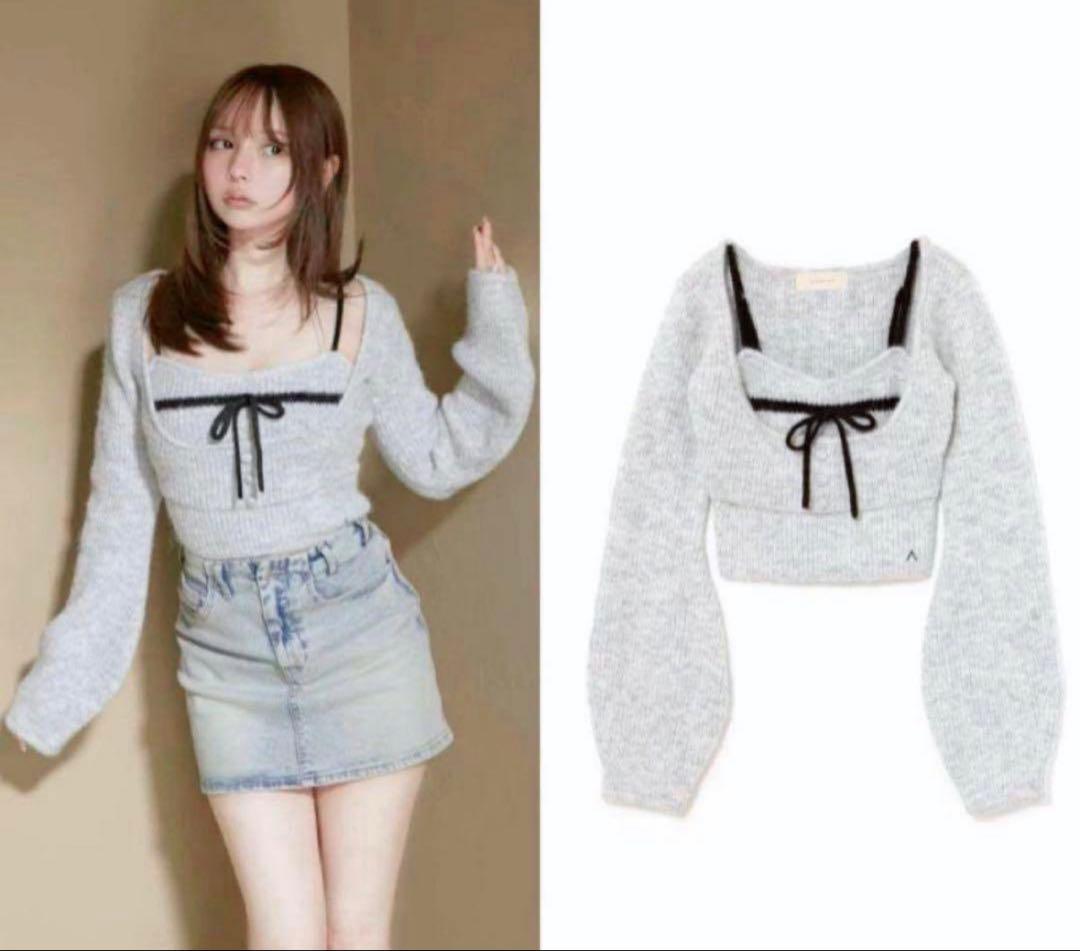 andmary Natalie ribbon set グレー セットアップ - メルカリ