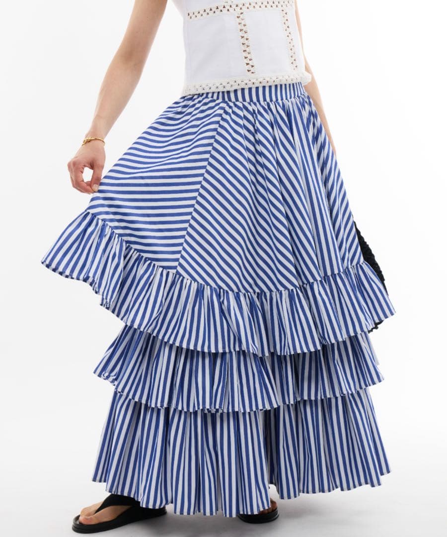 PERNA ペルナ ストライプティアードスカート - メルカリ