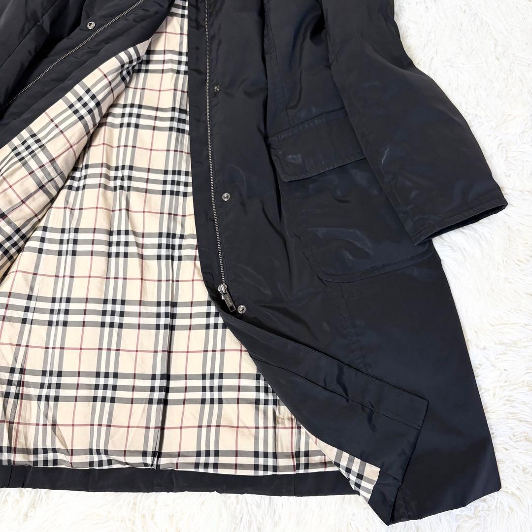 2XLサイズ バーバリー ノバチェック ロングダウンコート ラビット