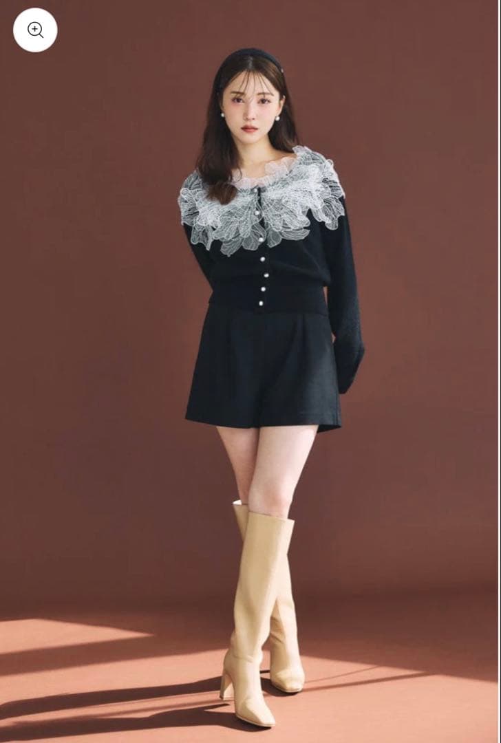 新品タグ付 polaura レースフリルカーディガン 黒 - メルカリ