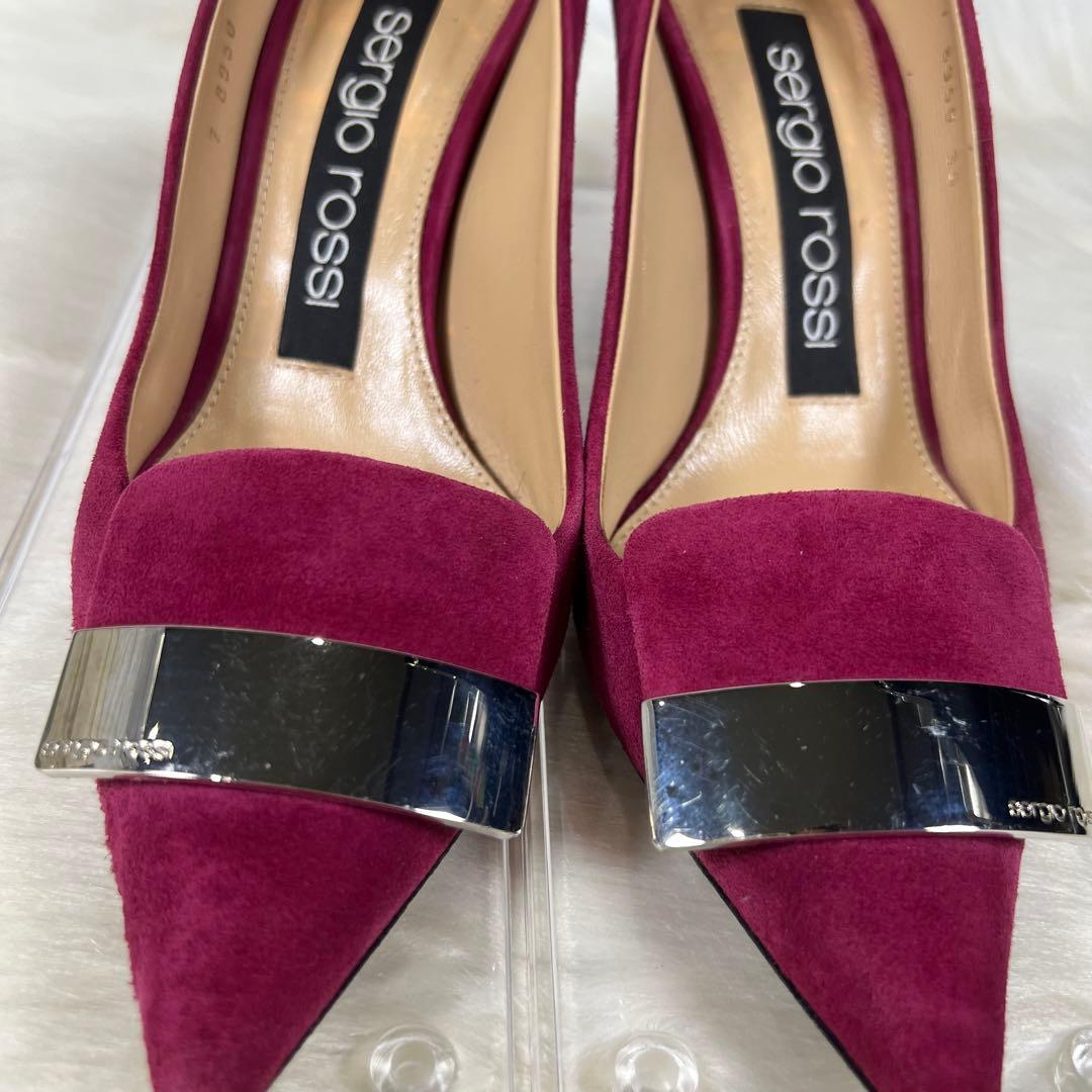 セルジオロッシ sr1 スエード パンプス ワインレッド プレート 35