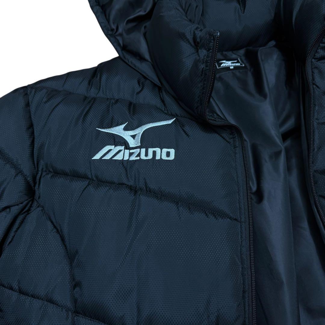 極美品』Mizuno ミズノ ブラック ダウン ベンチコート M フード付き