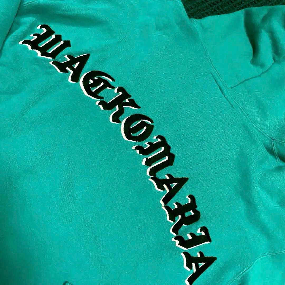 ワコマリア ミドルウエイト フーディー ターコイズ Lパーカーティファニーブルー THE LUXURY MONOGRAM SLEEVE HOODIE | TOKYO MAFIA