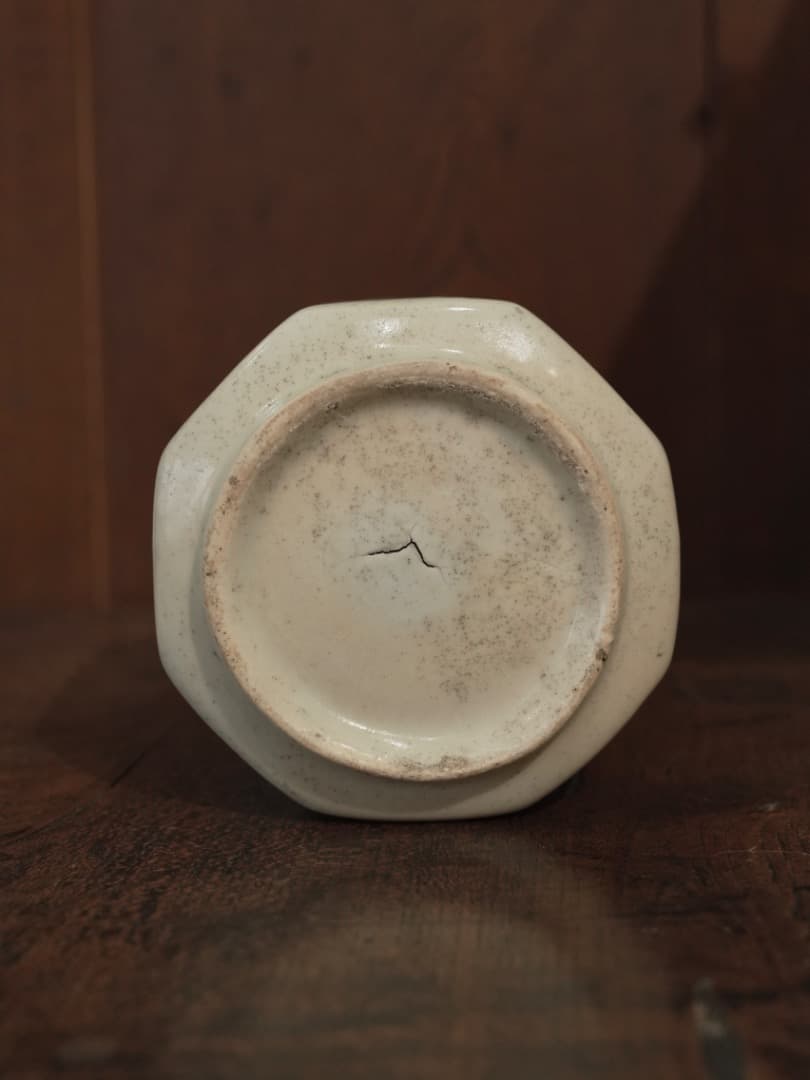 李朝染付 秋草紋 面取徳利 白磁 花瓶 Q1220