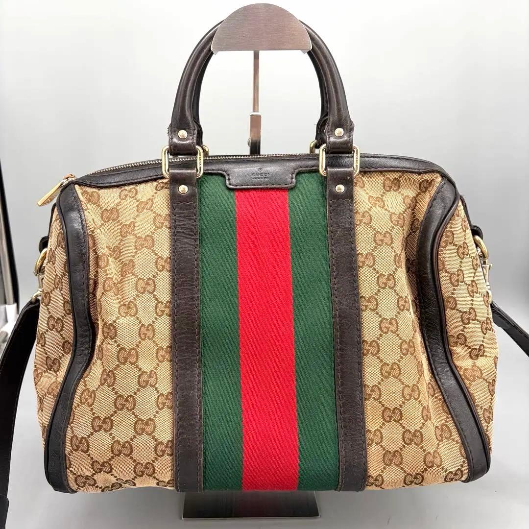GUCCI ボストンバッグ GGキャンバス シェリーライン 2way - メルカリ