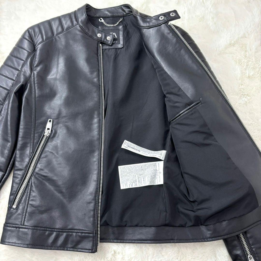 人気デザイン ZARA ザラ フェイクレザー シングルライダースジャケット