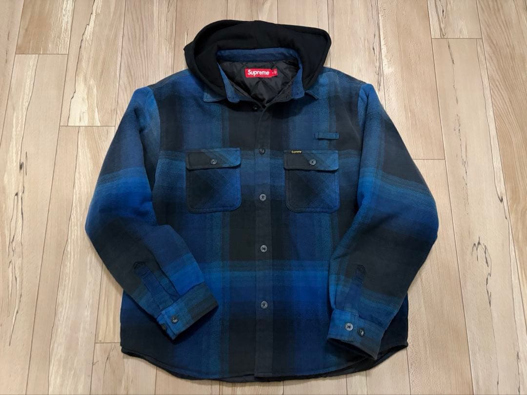 Supreme Quilted Lined Hooded Shirt Mサイズ Supreme】Quilted Lined Hooded Velvet Shirt☆Black☆25AW☆ (Supreme