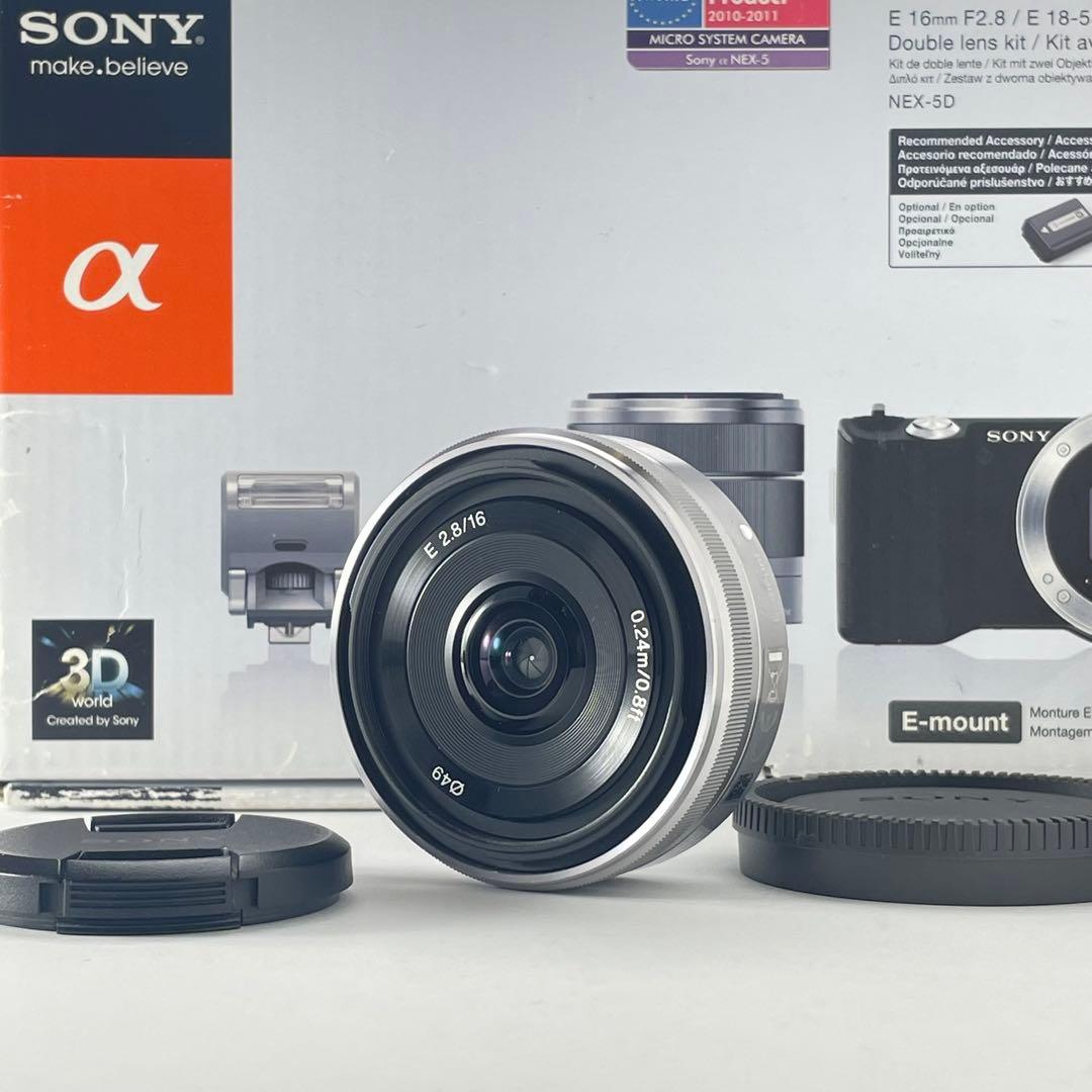 【美品・返品保証 】Sony SEL16F28 単焦点 パンケーキレンズ SONY E 16mm F2.8】APS-C用パンケーキレンズ。α5100にマッチするSONY