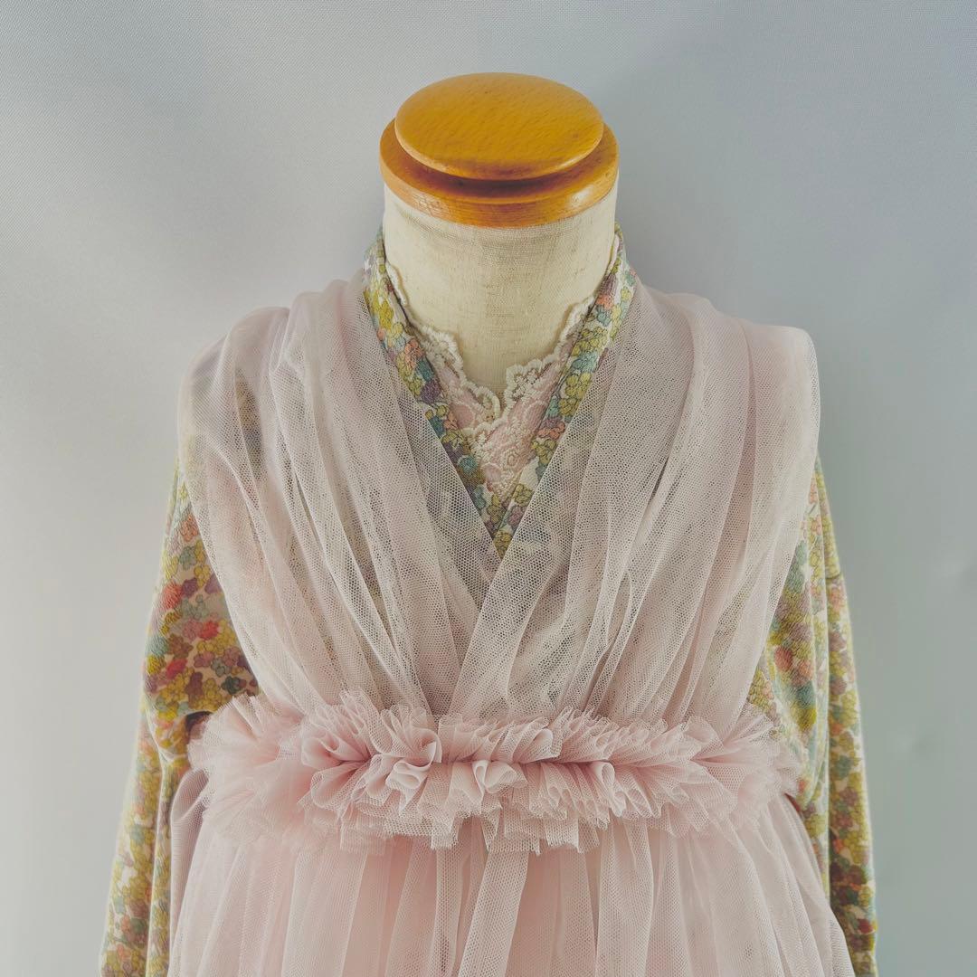 被布エプロン【ベビーピンク】チュール被布 被布ドレス 七五三チュール