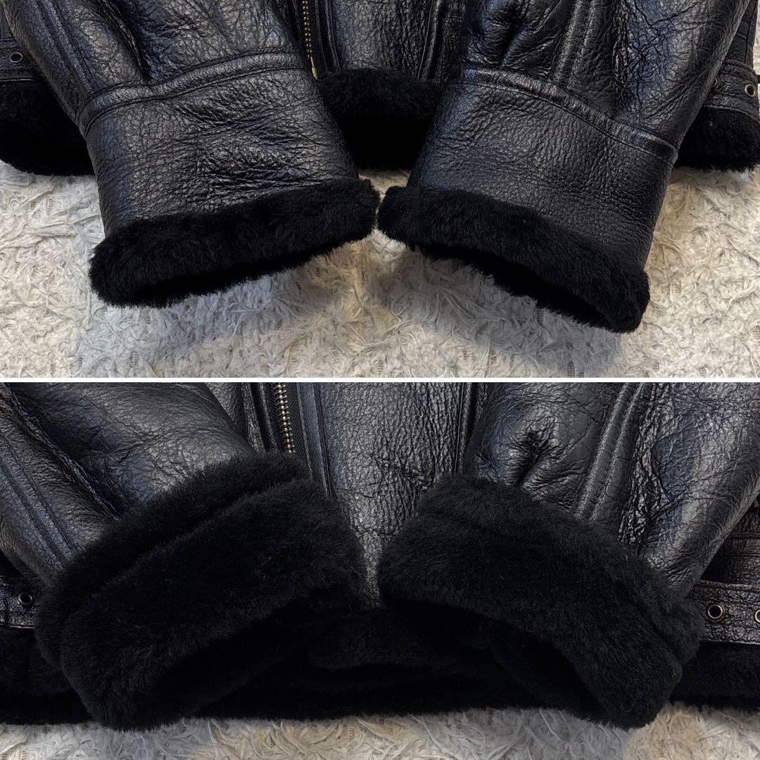 希少☆リアルムートン 羊革 ダブルライダース ブラック ボマー レザー