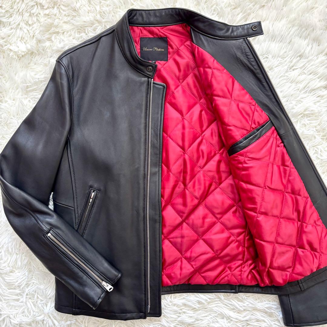 【極美品】羊革 キルティング メンズビギ シングル ライダースジャケット 赤 Yahoo!オークション -「裏地赤」(ジャケット、上着) (メンズ