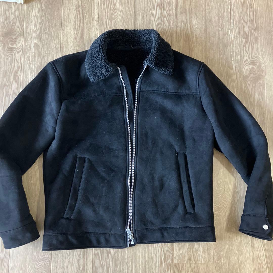 ZARA ブラック ボア襟 ジャケット L - メルカリ