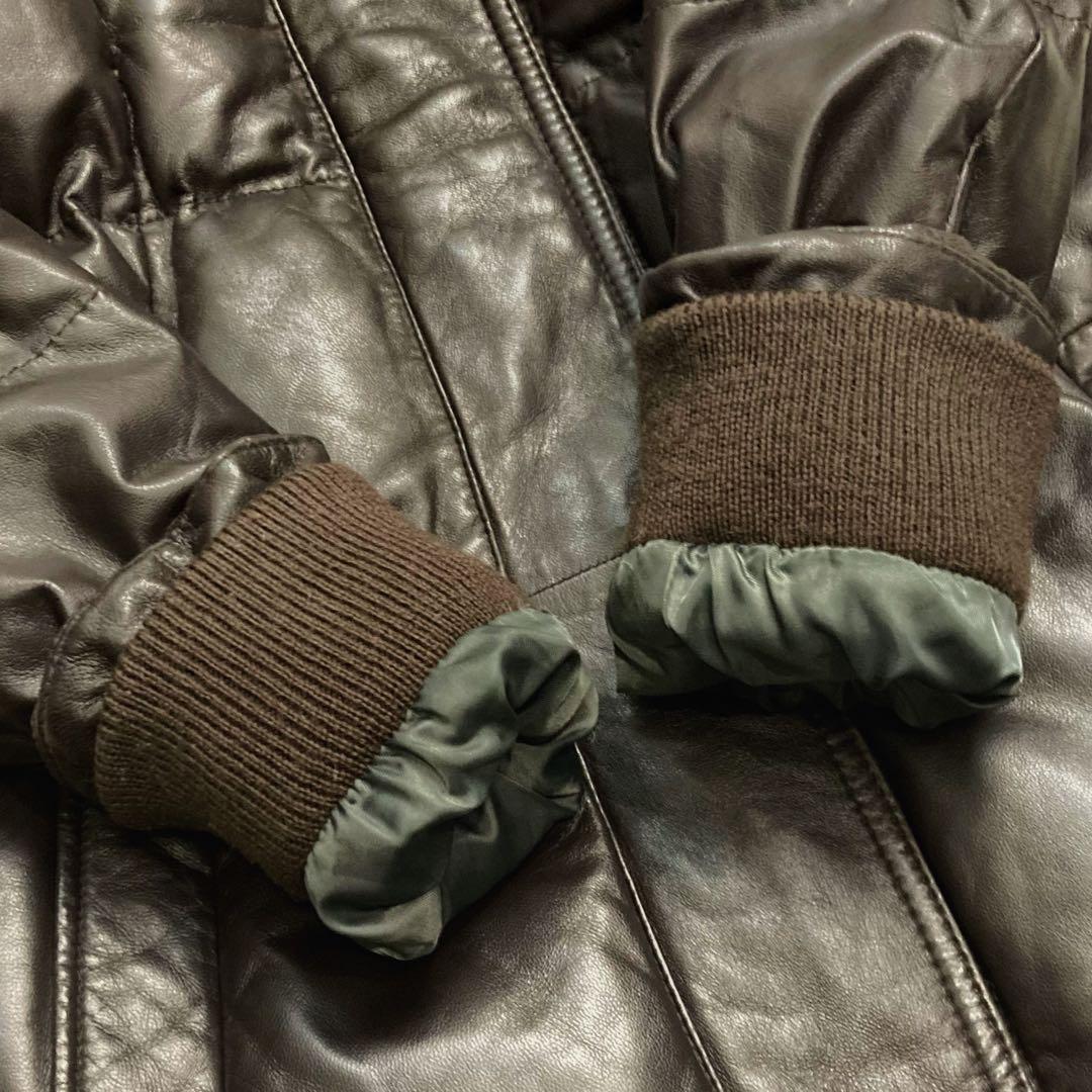 ゆか様専用 dinos So close, フード付きラムレザーダウンコート M