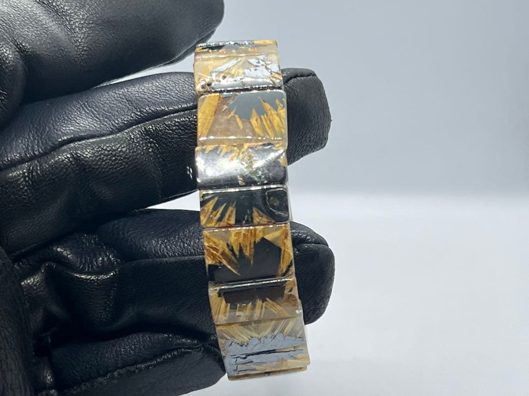 ひ*よ様 ①ゴールドルチルクォーツ太陽放射ルチルバングルブレスレット