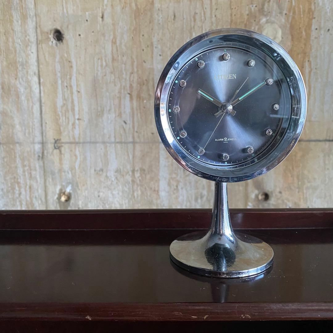 CITIZEN 手巻き式置時計　昭和レトロ　スペースエイジ　NO.51111 CITIZEN 手巻き式置時計 昭和レトロ スペースエイジ NO.51111 - メルカリ