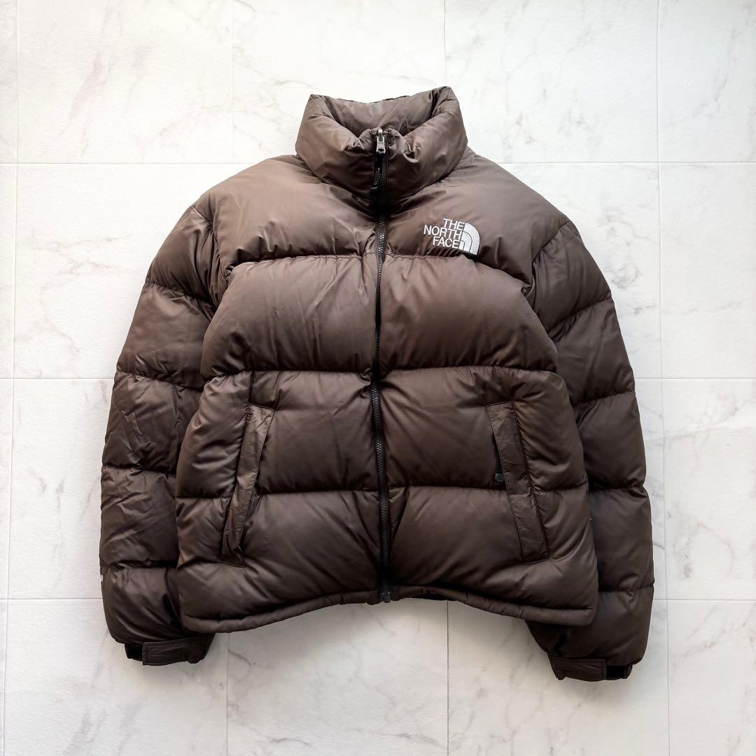 美品 ノースフェイス ダウン ヌプシ 700 センターロゴ ブラウン M