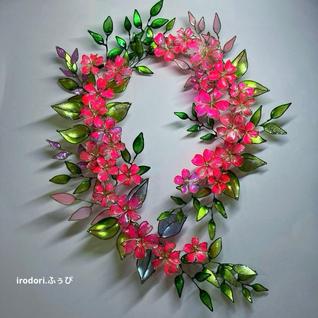 モーニングMoon 大きな紫陽花リース ワイヤークラフト ディップアート