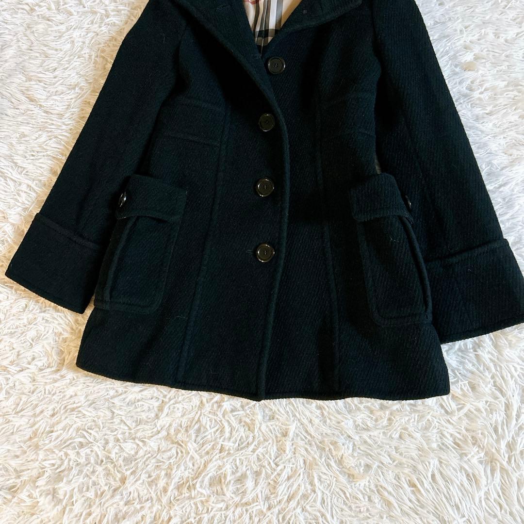 美品 バーバリーブルーレーベル ロングコート38 アンゴラ メガチェック