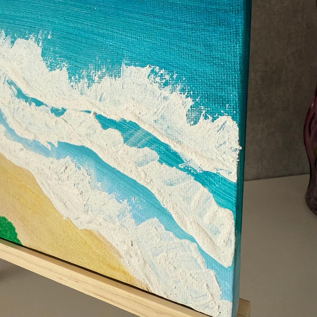 海の風景 キャンバス 海 波 アクリル絵の具 テクスチャーアート アート