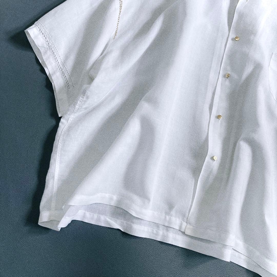美品 キャピタル コットンリネンシャツ 金ビジユー レース オーバー
