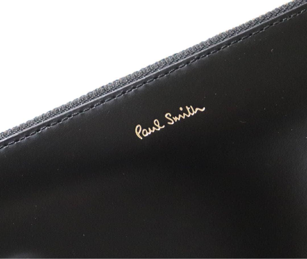 《ポールスミス》新品 ストライプ シャイニーレザー ラウンドファスナー式長財布