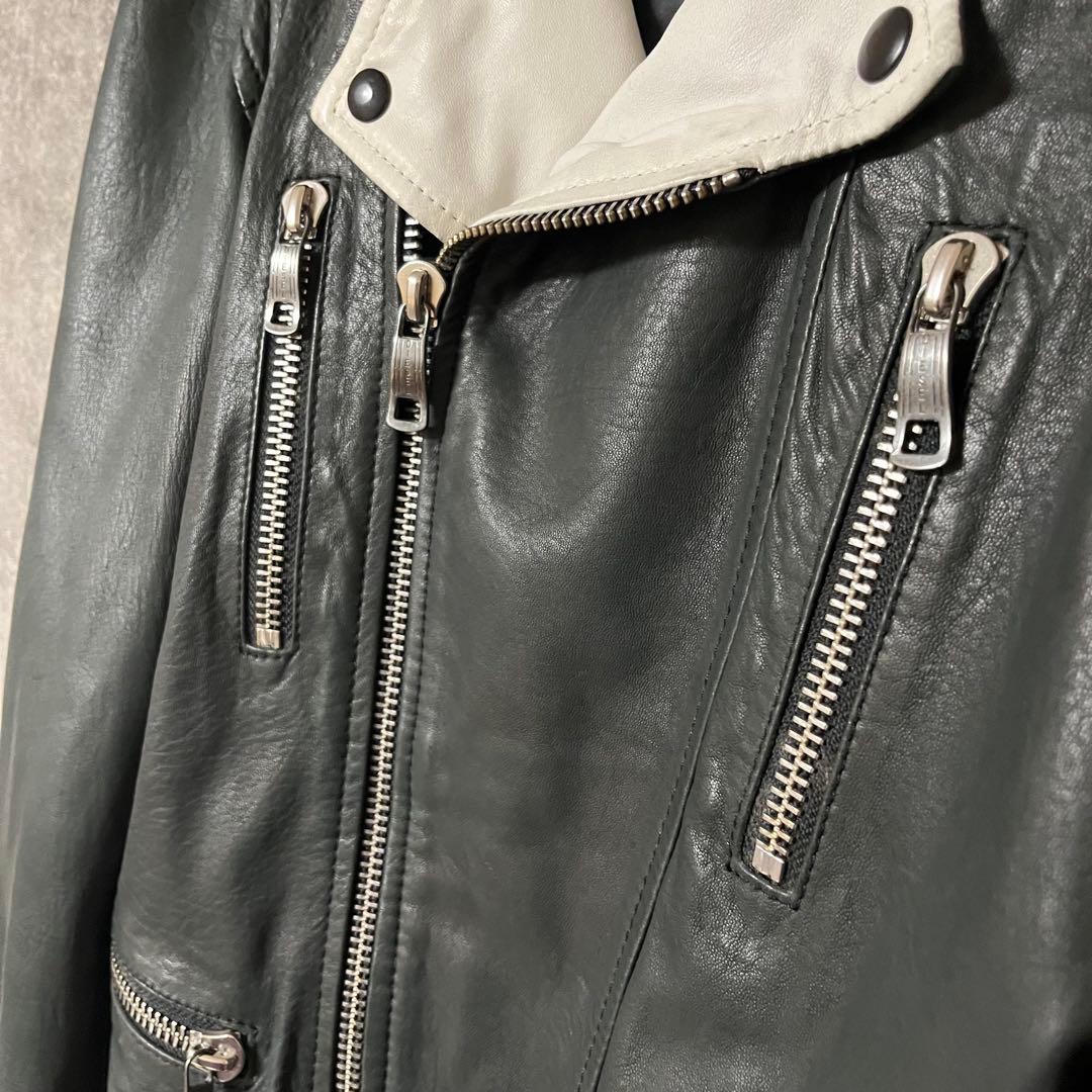 Y2K DIESEL 00s ムートン レザー ダブルライダースジャケット 短丈