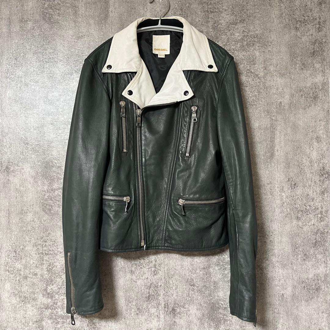 Y2K DIESEL 00s ムートン レザー ダブルライダースジャケット 短丈