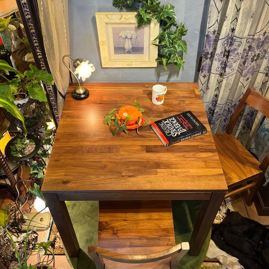 Sale 無印良品　ウォールナット材無垢　引き出し付き　コンパクトテーブル 無印良品(MUJI)のウォールナット無垢材 引出し付ダイニングテーブル