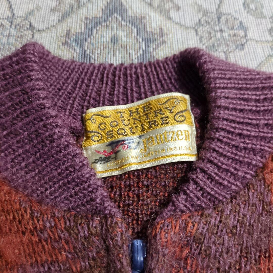 60s Jantzen モヘアカーディガン ジップ 毛足長 古着 ビンテージ