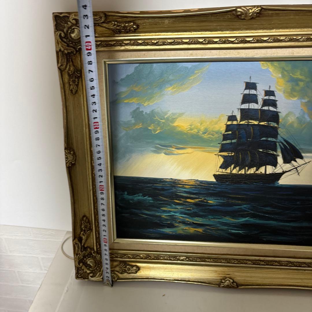 [￼作者不詳] 油彩画 船の風景