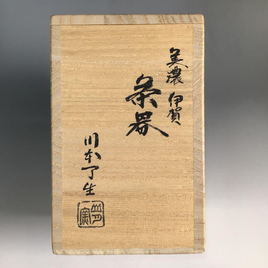 N427 茶器 『川本了生造』『美濃伊賀』『縞葡萄唐草仕覆付』 共箱