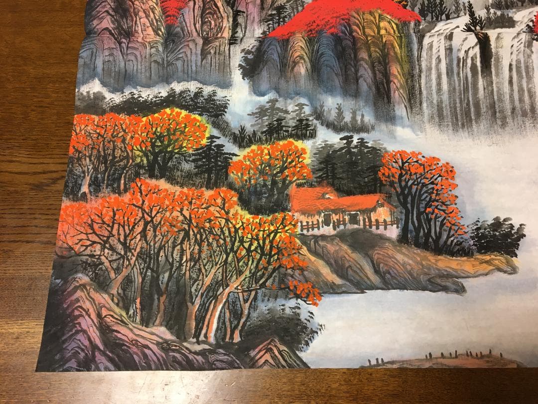 中国現代書画家 善春華氏作品『鸿雲千秋』図 肉筆真作保証 表装前