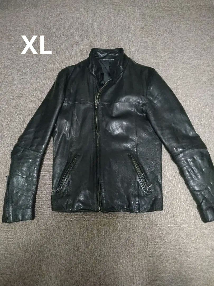 【定価6万円】5351 プールオム 黒ヤギ革レザージャケット　サイズ4 (XL) 5351 プールオム ゴート レザー セミダブル ライダース ジャケット