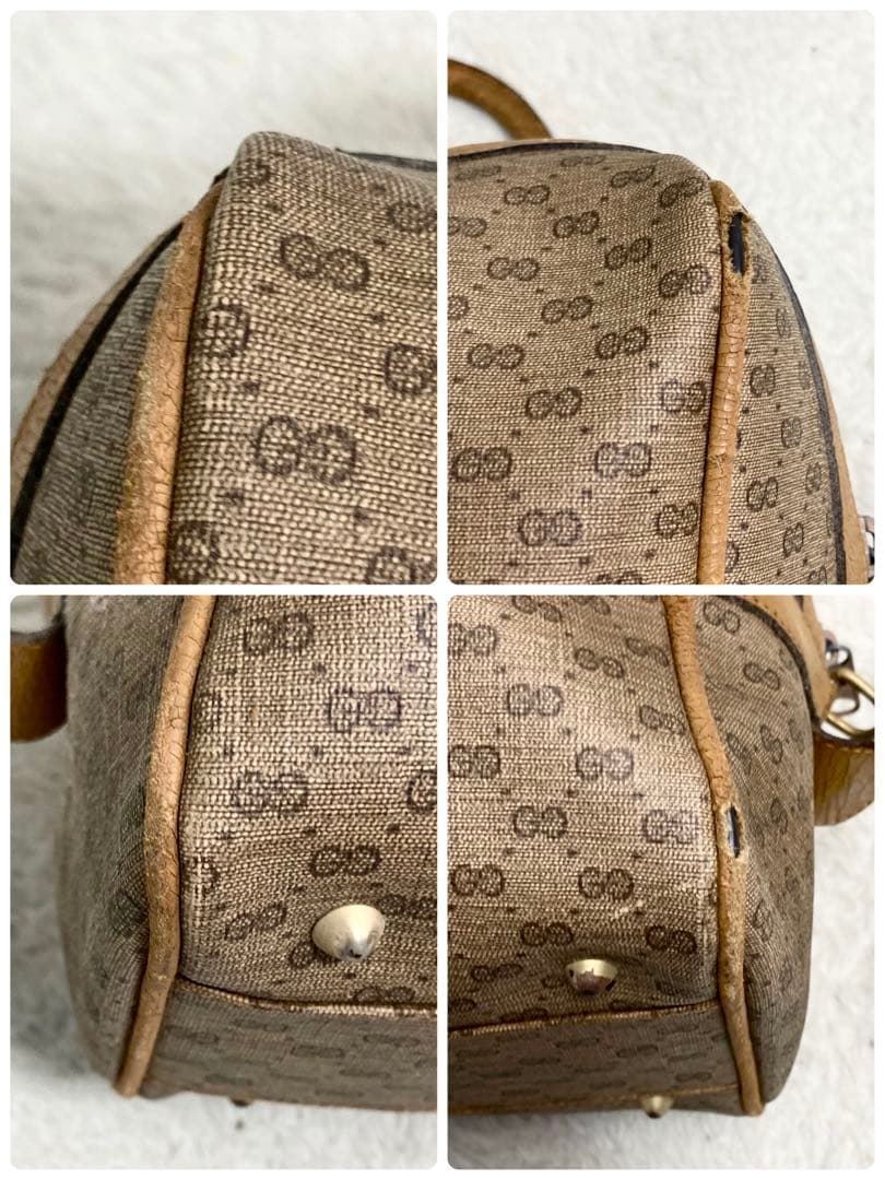 グッチ ボストンバッグ ハンド GG 金具 レザー 希少 金具 ロゴ 大容量