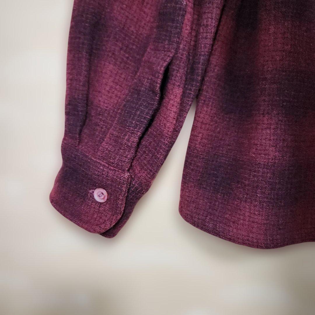 BRENT 40s MONTGOMERYWARDオンブレチェック開襟ウールシャツ