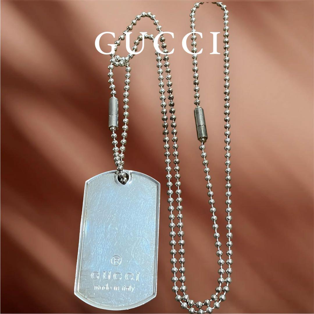 GUCCI グッチ ドッグタグ ネックレス シルバー 刻印 925 箱保存袋付き