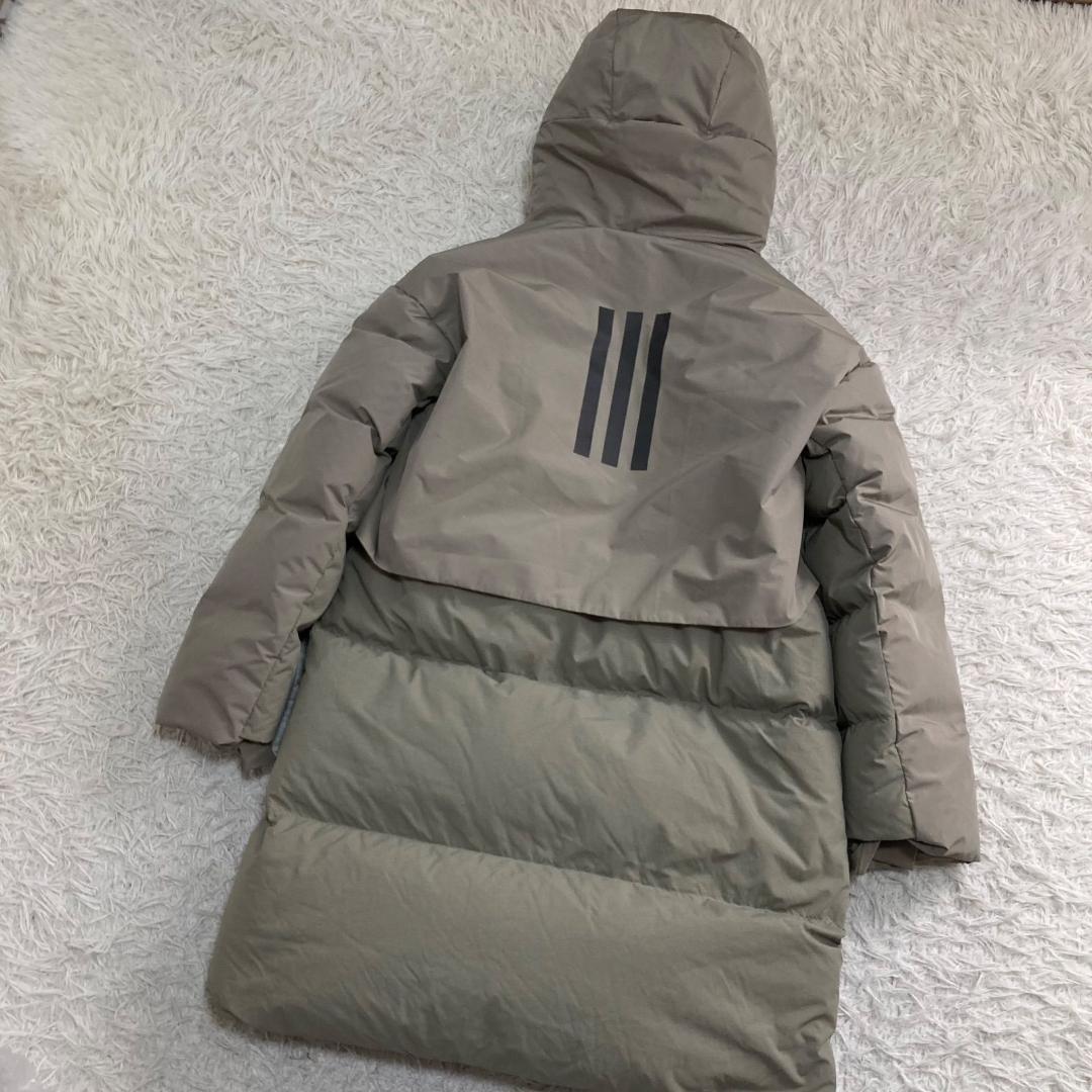 17211✨アディダス イシェルター ロングダウンジャケット フード ロゴ
