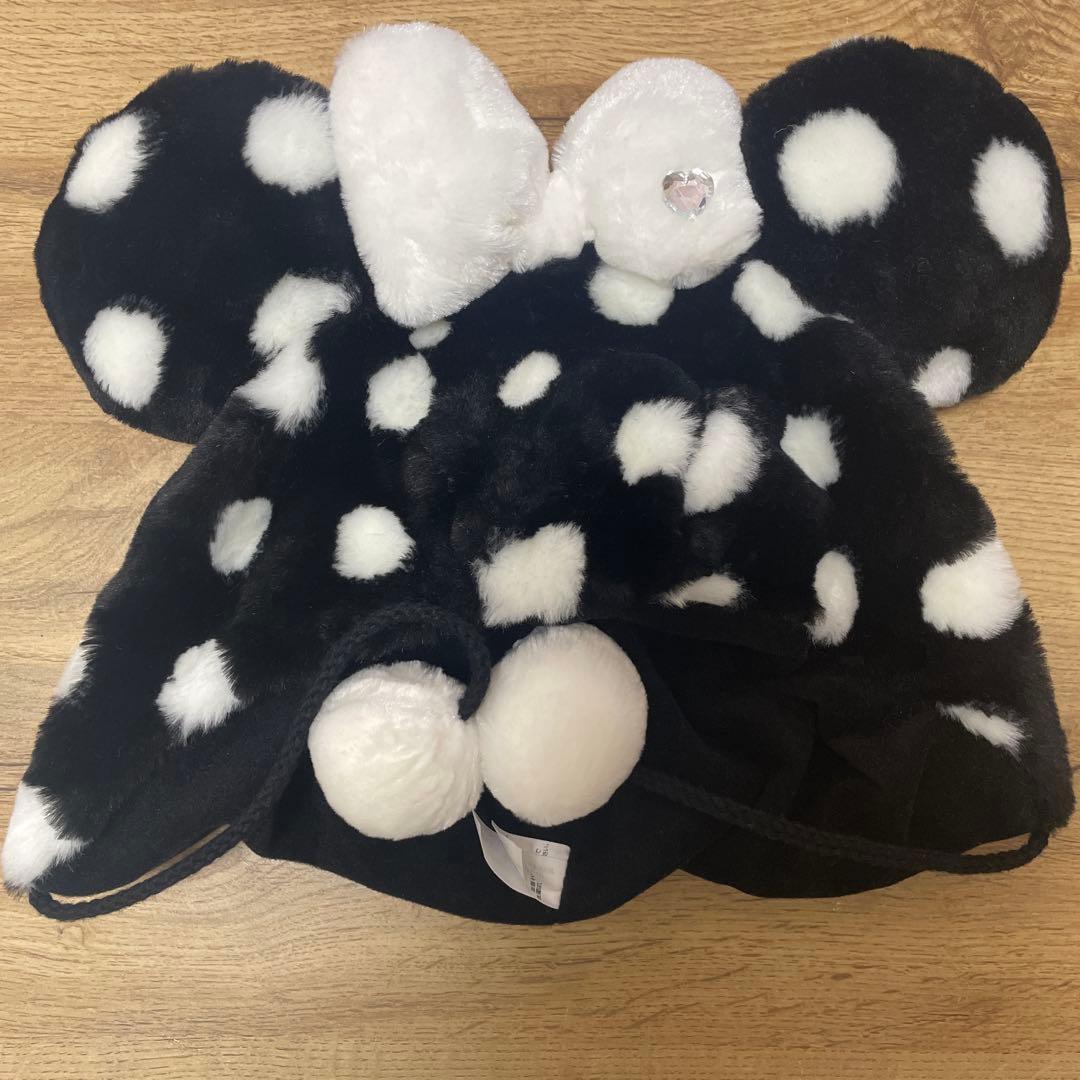 ディズニー ファンキャップ ミニー 帽子 水玉 ドット柄 白黒 限定 美品