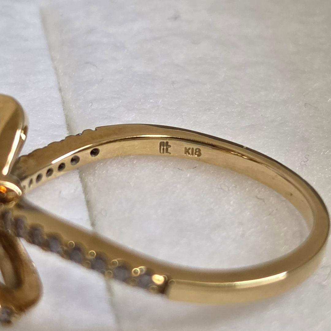 ち*こ様 K18　YG　リボンリング　ダイヤモンド　チャーミータナカ　0.21c