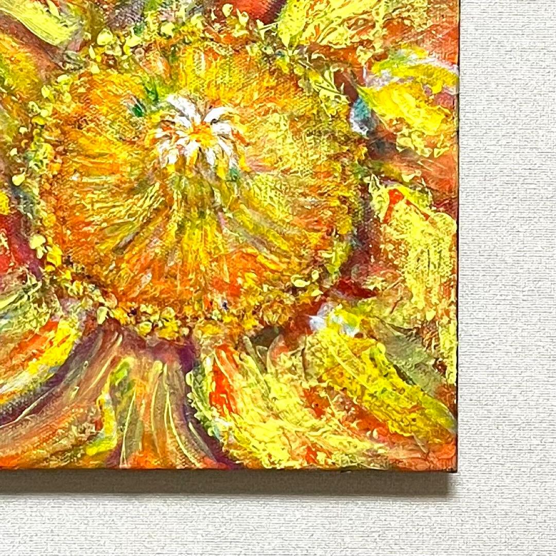 黄色い花　アクリル画　原画　ゴールドも(^^) 花の絵