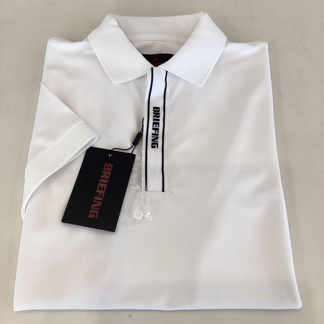 新品　BRIEFING MEN’S MINI LOGO POLO ホワイトS ブリーフィング ゴルフウェア 半袖シャツ 春 夏 MS LOGO LINE POLO RF