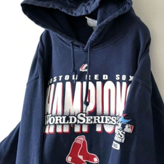 マジェスティック MLB レッドソックス 刺繍 パーカー ネイビー古着