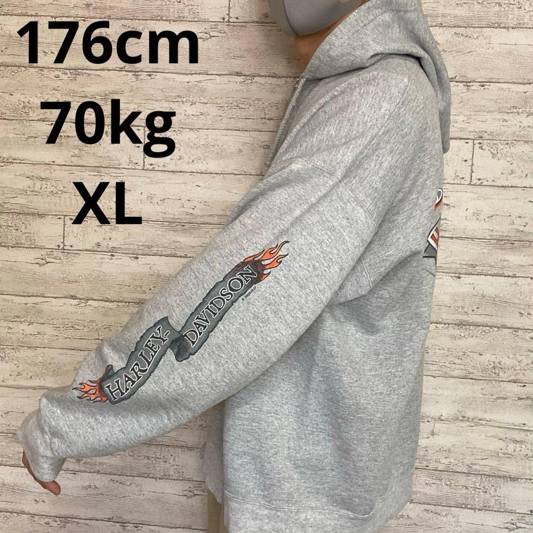 ハーレーダビッドソン ジップパーカー 4面プリント 裏起毛 XL - メルカリ