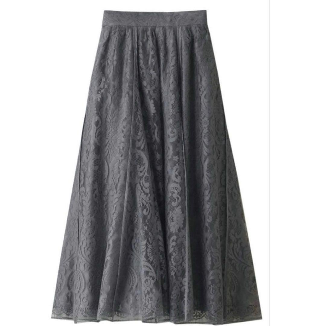 新品タグ付き ebure リバーレース フレアースカート 36 グレー - メルカリ