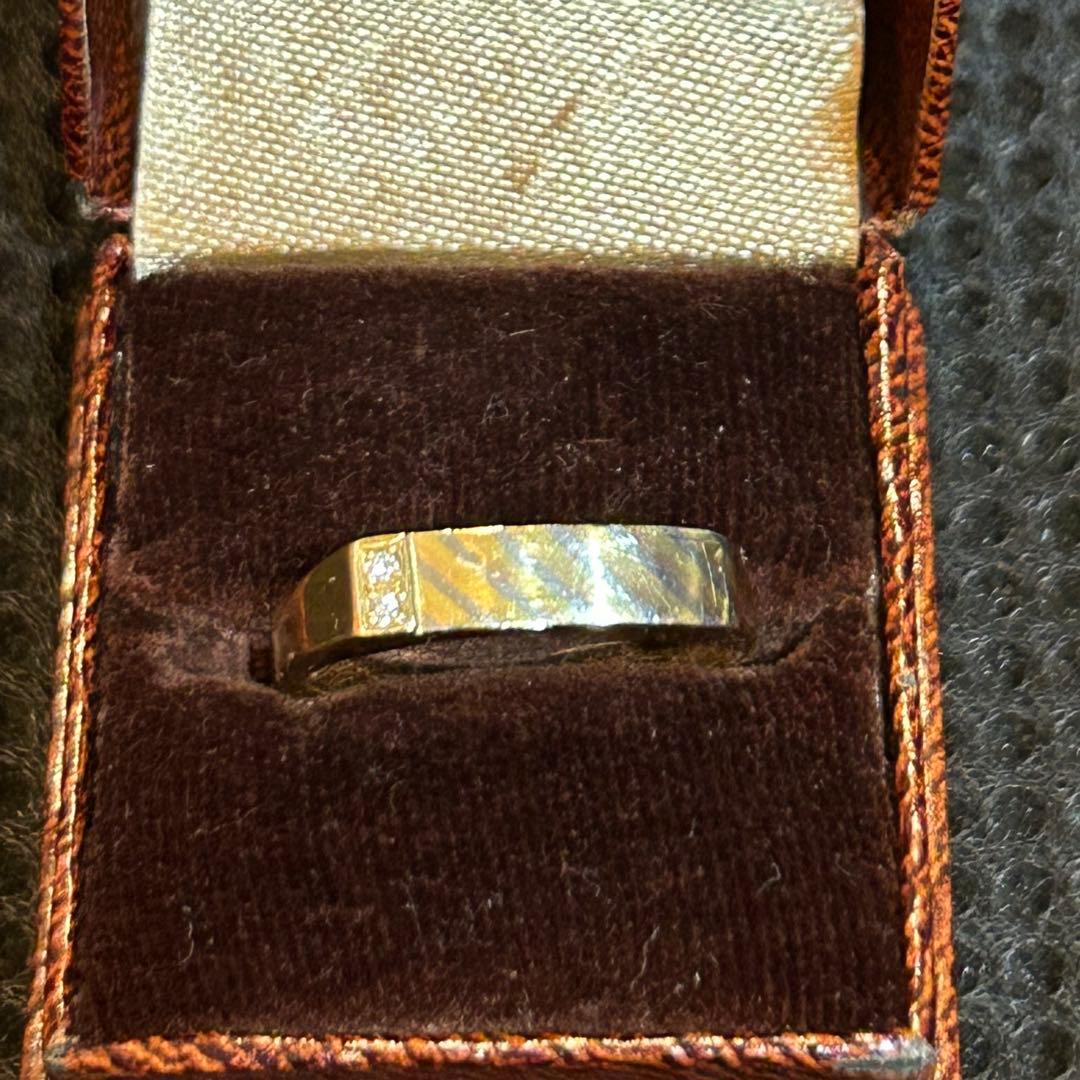 クラシカルな昭和のリング　ダイヤモンド 日本の作品】昭和レトロ 箱爪 デザイン リング 指輪 K14 WG ダイヤ